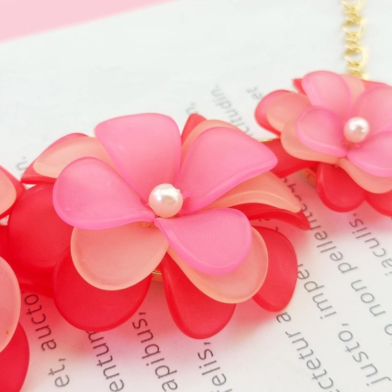 Bocar Flower Collar Necklace, Floral Flower Summer Beach Statement Choker Necklace and Earrings Set for Women, Handmade Women Jewelry Gift - Image 5